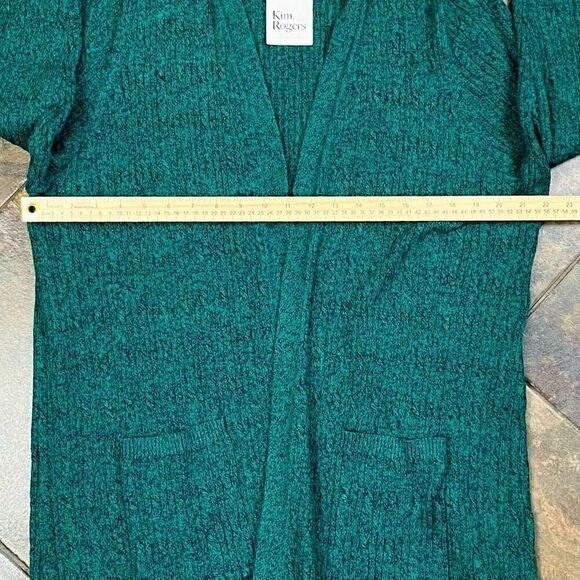 New! NWT Kim Rogers Green Marble Cable Cardigan 2X - Picture 4 of 9